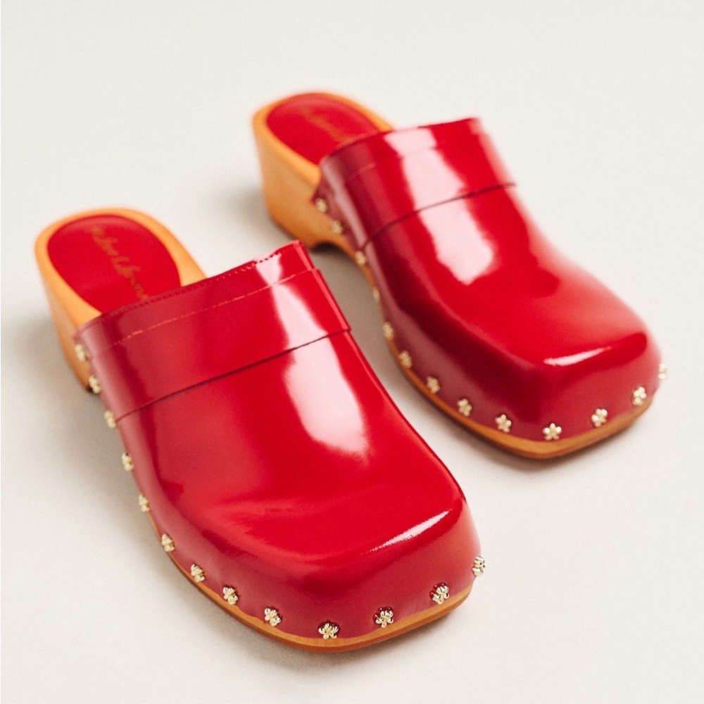 NWT/NIB for love and lemons • Red leather Adahlia clogs